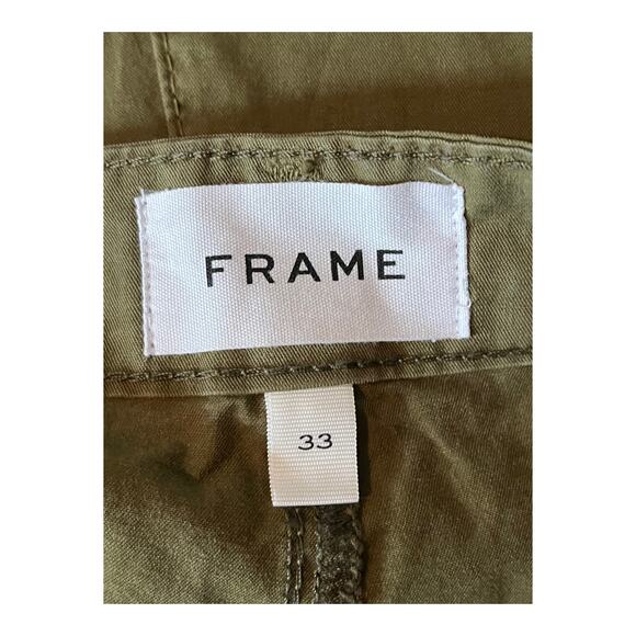 Frame pants pleated cotton twill wide leg green size 33 - Picture 6 of 6